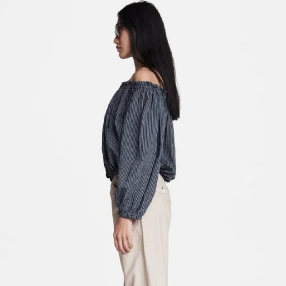 RAG & BONE Mimi Stripe Linen Blend Blouse Sz S - Picture 3 of 11